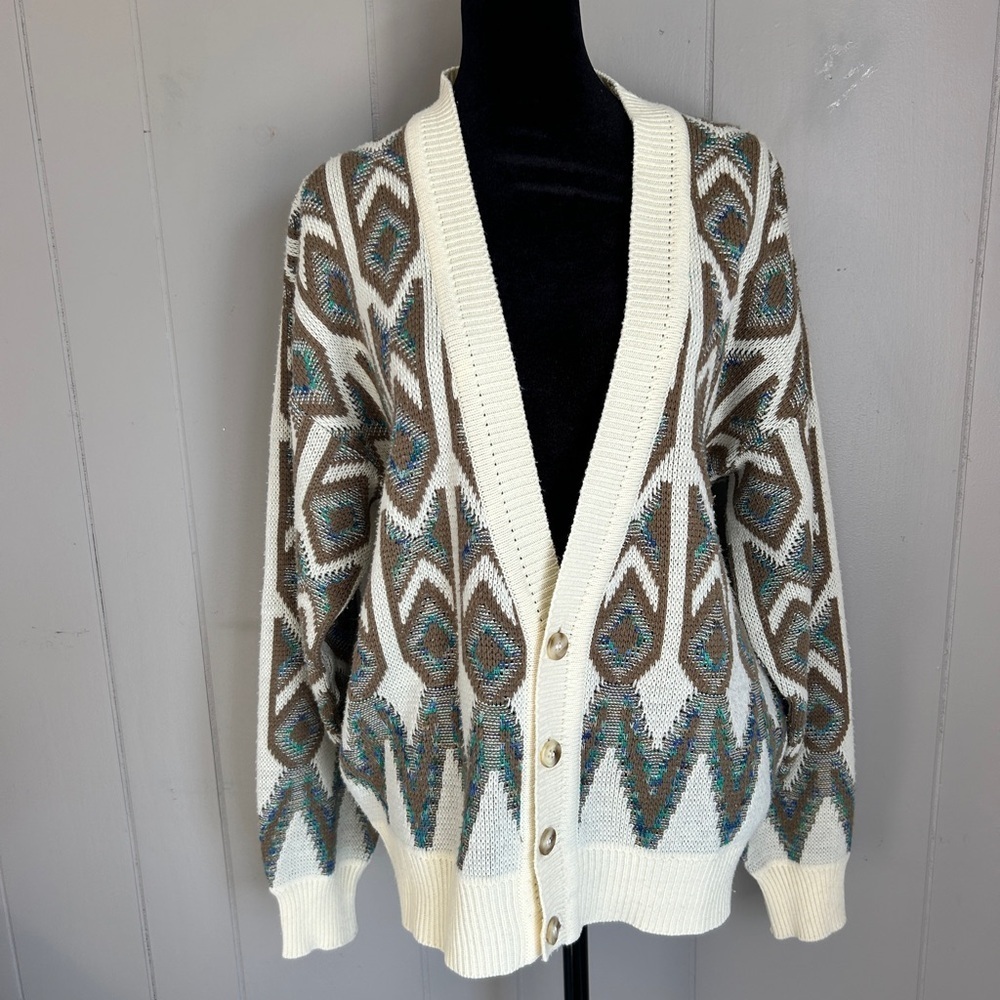 London Fog Vintage Vee Neck Cardigan size Large